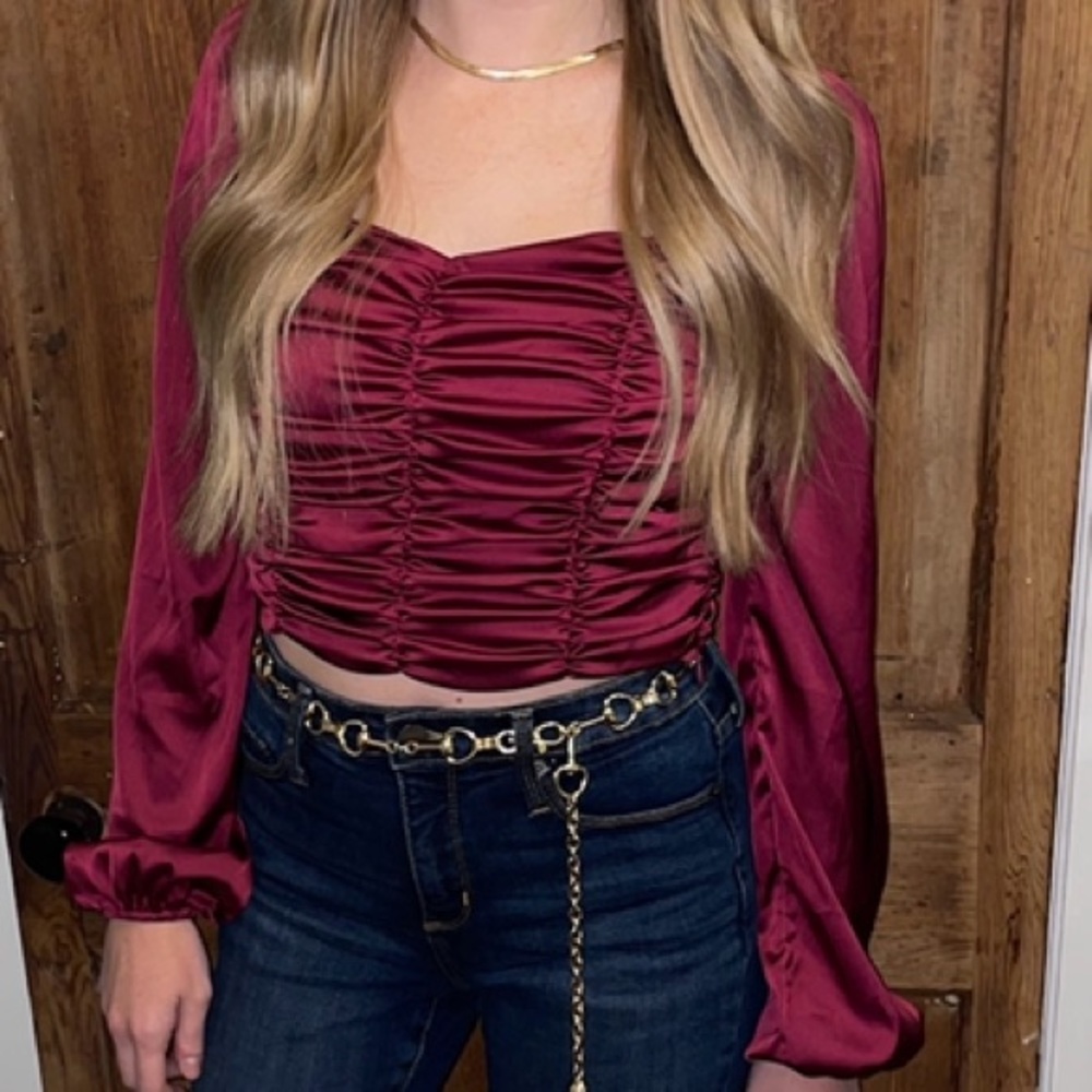 Burgundy Satin Top